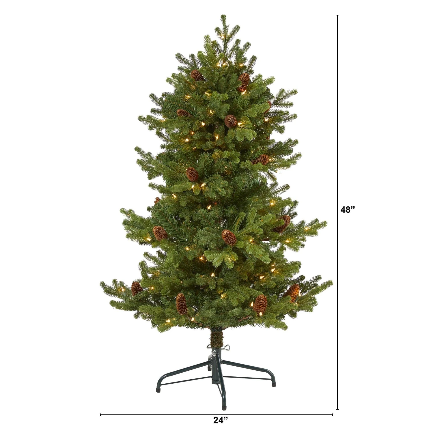 4’ Yukon Mountain Fir Artificial Christmas Tree With 100 Clear Lights, Pine Cones And 386 Bendable Branches 2 4’ Yukon Mountain Fir Artificial Christmas Tree With 100 Clear Lights, Pine Cones And 386 Bendable Branches - Image 2