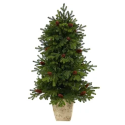 4’ Yukon Mountain Fir Artificial Christmas Tree With 100 Clear Lights, Pine Cones And 386 Bendable Branches In Country White Planter 10 4’ Yukon Mountain Fir Artificial Christmas Tree With 100 Clear Lights, Pine Cones And 386 Bendable Branches In Country White Planter -Cheap Artificial Trees Store artificial 4 yukon mountain fir artificial christmas tree with 100 clear lights pine cones and 386 bendable branches in country white planter nearly natural 756293