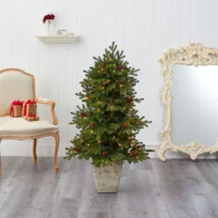 4’ Yukon Mountain Fir Artificial Christmas Tree With 100 Clear Lights, Pine Cones And 386 Bendable Branches In Country White Planter 14 4’ Yukon Mountain Fir Artificial Christmas Tree With 100 Clear Lights, Pine Cones And 386 Bendable Branches In Country White Planter -Cheap Artificial Trees Store artificial 4 yukon mountain fir artificial christmas tree with 100 clear lights pine cones and 386 bendable branches in country white planter nearly natural 897329