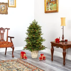 4’ Yukon Mountain Fir Artificial Christmas Tree With 100 Clear Lights, Pine Cones And 386 Bendable Branches In Country White Planter 15 4’ Yukon Mountain Fir Artificial Christmas Tree With 100 Clear Lights, Pine Cones And 386 Bendable Branches In Country White Planter -Cheap Artificial Trees Store artificial 4 yukon mountain fir artificial christmas tree with 100 clear lights pine cones and 386 bendable branches in country white planter nearly natural 899843