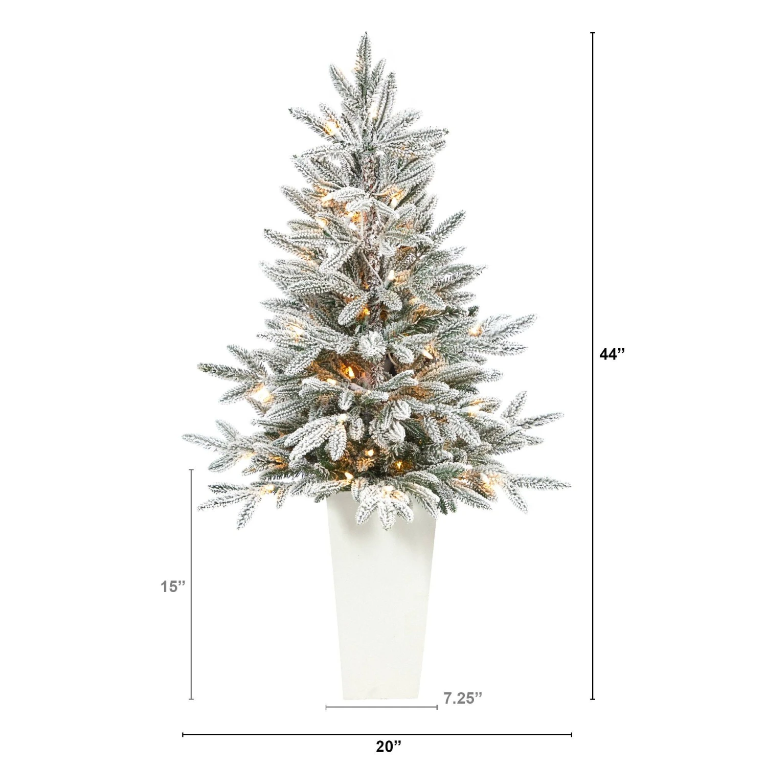 44” Flocked Manchester Spruce Artificial Christmas Tree With 50 Lights And 133 Bendable Branches In White Planter 2 44” Flocked Manchester Spruce Artificial Christmas Tree With 50 Lights And 133 Bendable Branches In White Planter - Image 2