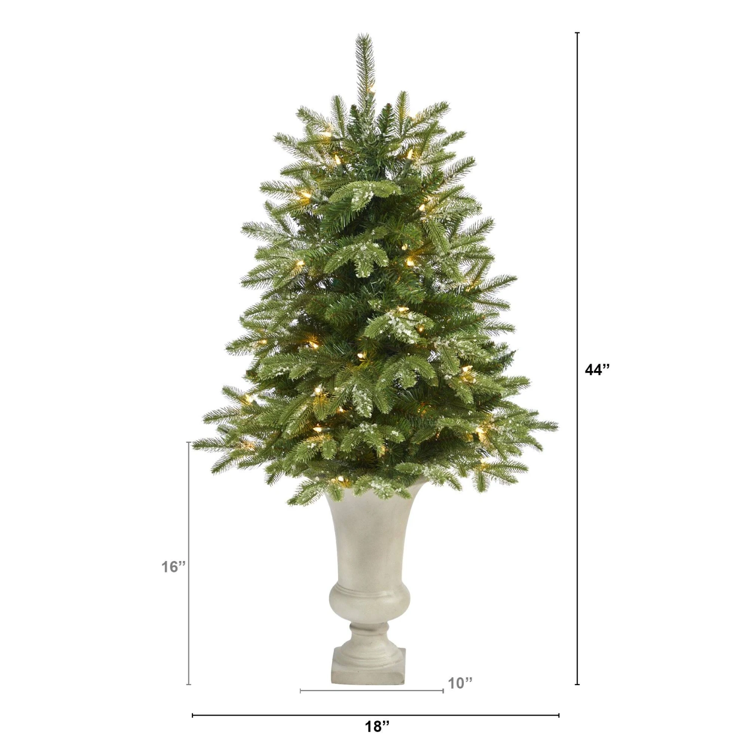 44” Snowed Grand Teton Fir Artificial Christmas Tree With 50 Clear Lights And 111 Bendable Branches In Sand Colored Urn 2 44” Snowed Grand Teton Fir Artificial Christmas Tree With 50 Clear Lights And 111 Bendable Branches In Sand Colored Urn - Image 2