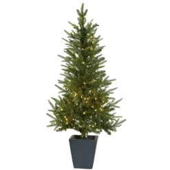 4.5' Christmas Tree W/Clear Lights & Decorative Planter