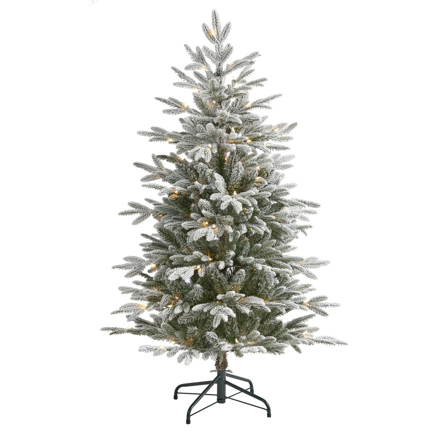 4.5’ Flocked Manchester Spruce Artificial Christmas Tree With 100 Lights And 357 Bendable Branches 1 4.5’ Flocked Manchester Spruce Artificial Christmas Tree With 100 Lights And 357 Bendable Branches