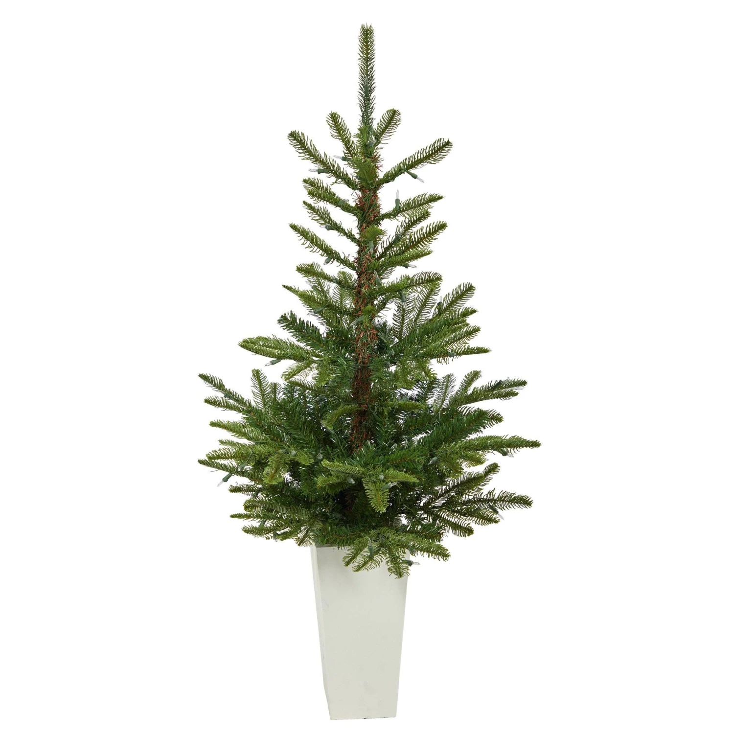 4.5’ Layered Washington Spruce Artificial Christmas Tree With 100 Clear LED Lights And 189 Bendable Branches In White Planter 3 4.5’ Layered Washington Spruce Artificial Christmas Tree With 100 Clear LED Lights And 189 Bendable Branches In White Planter - Image 3