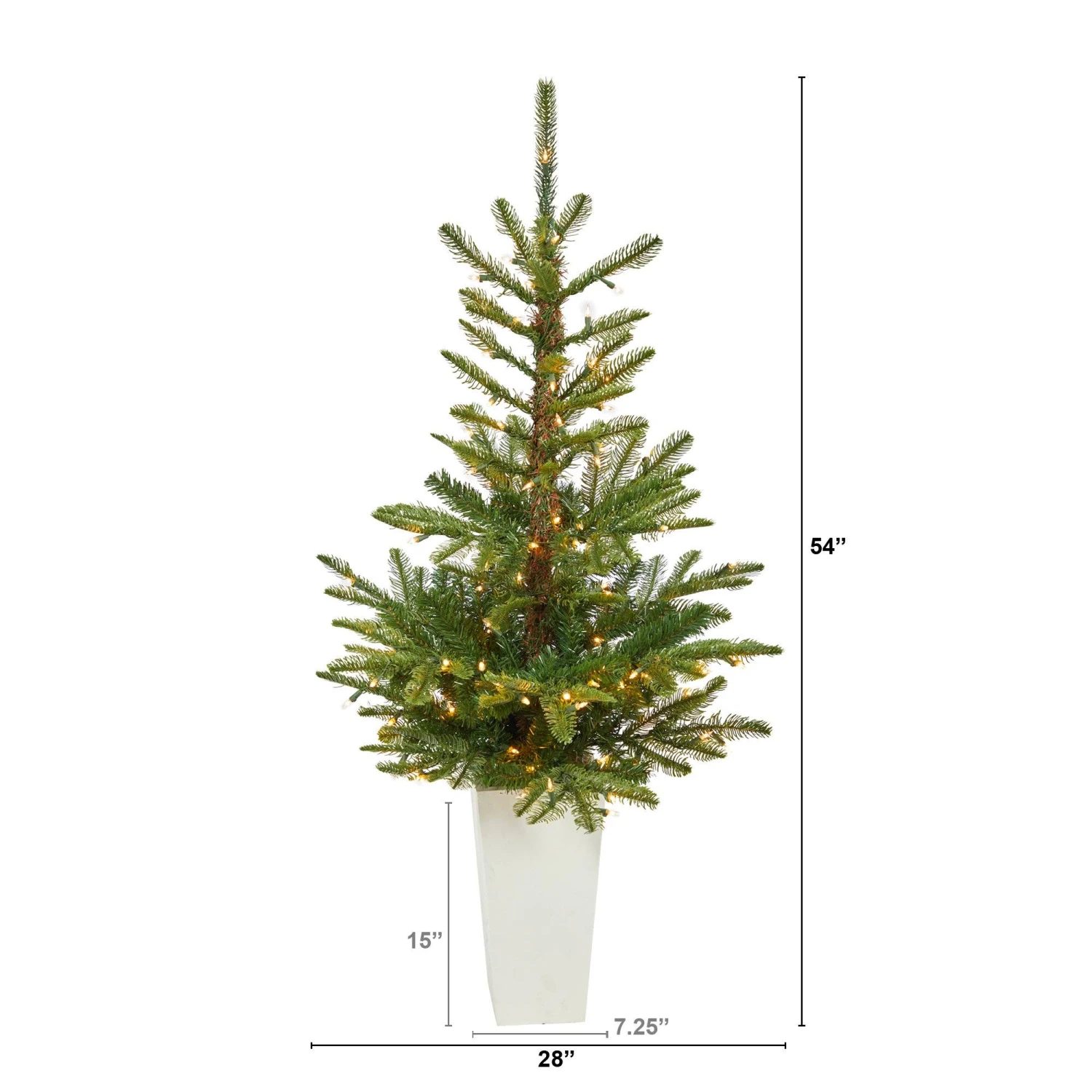 4.5’ Layered Washington Spruce Artificial Christmas Tree With 100 Clear LED Lights And 189 Bendable Branches In White Planter 2 4.5’ Layered Washington Spruce Artificial Christmas Tree With 100 Clear LED Lights And 189 Bendable Branches In White Planter - Image 2