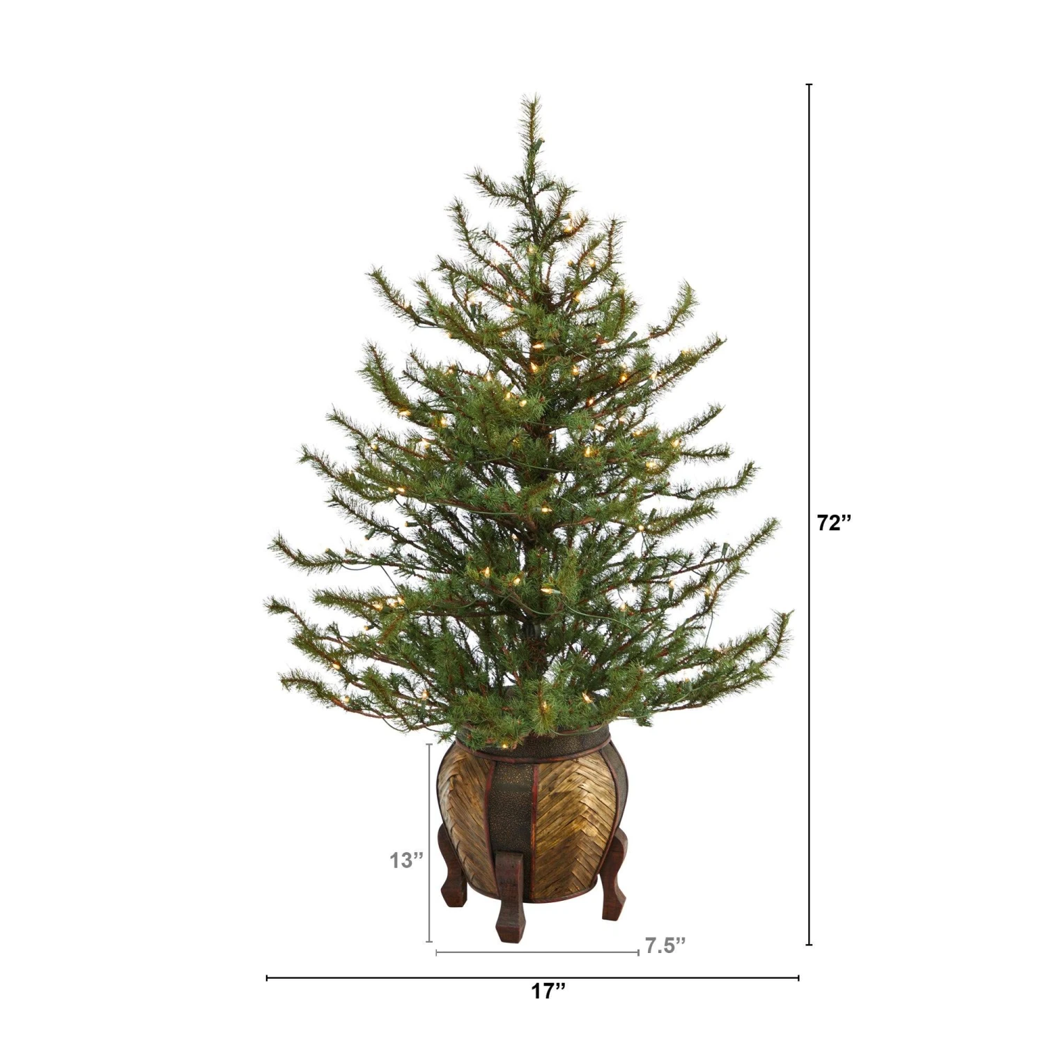 4.5’ Vancouver Mountain Pine Artificial Christmas Tree With 100 Clear Lights And 374 Bendable Branches In Decorative Planter 2 4.5’ Vancouver Mountain Pine Artificial Christmas Tree With 100 Clear Lights And 374 Bendable Branches In Decorative Planter - Image 2