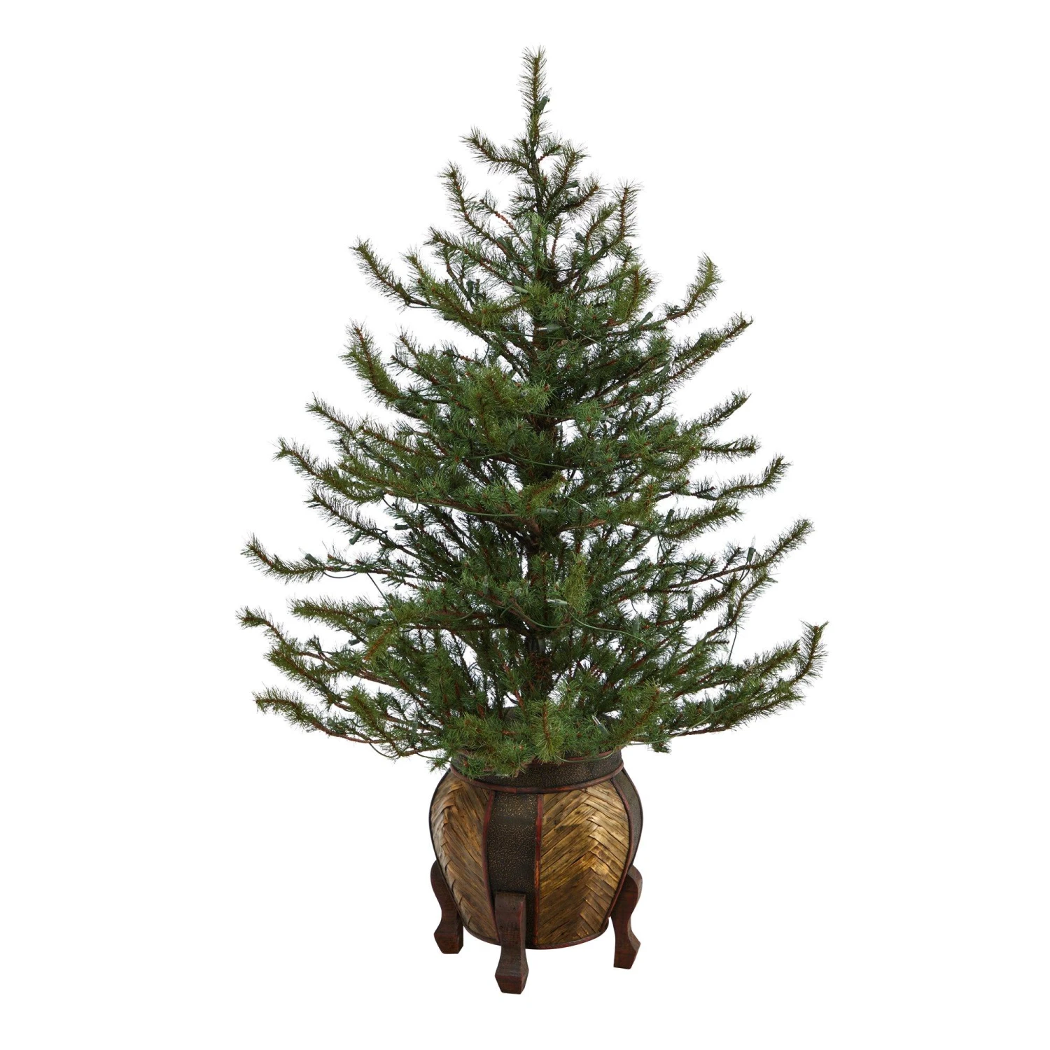 4.5’ Vancouver Mountain Pine Artificial Christmas Tree With 100 Clear Lights And 374 Bendable Branches In Decorative Planter 3 4.5’ Vancouver Mountain Pine Artificial Christmas Tree With 100 Clear Lights And 374 Bendable Branches In Decorative Planter - Image 3