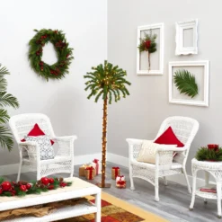 5’ Christmas Palm Artificial Tree With 150 Warm White LED Lights -Cheap Artificial Trees Store artificial 5 christmas palm artificial tree with 150 warm white led lights nearly natural 504876