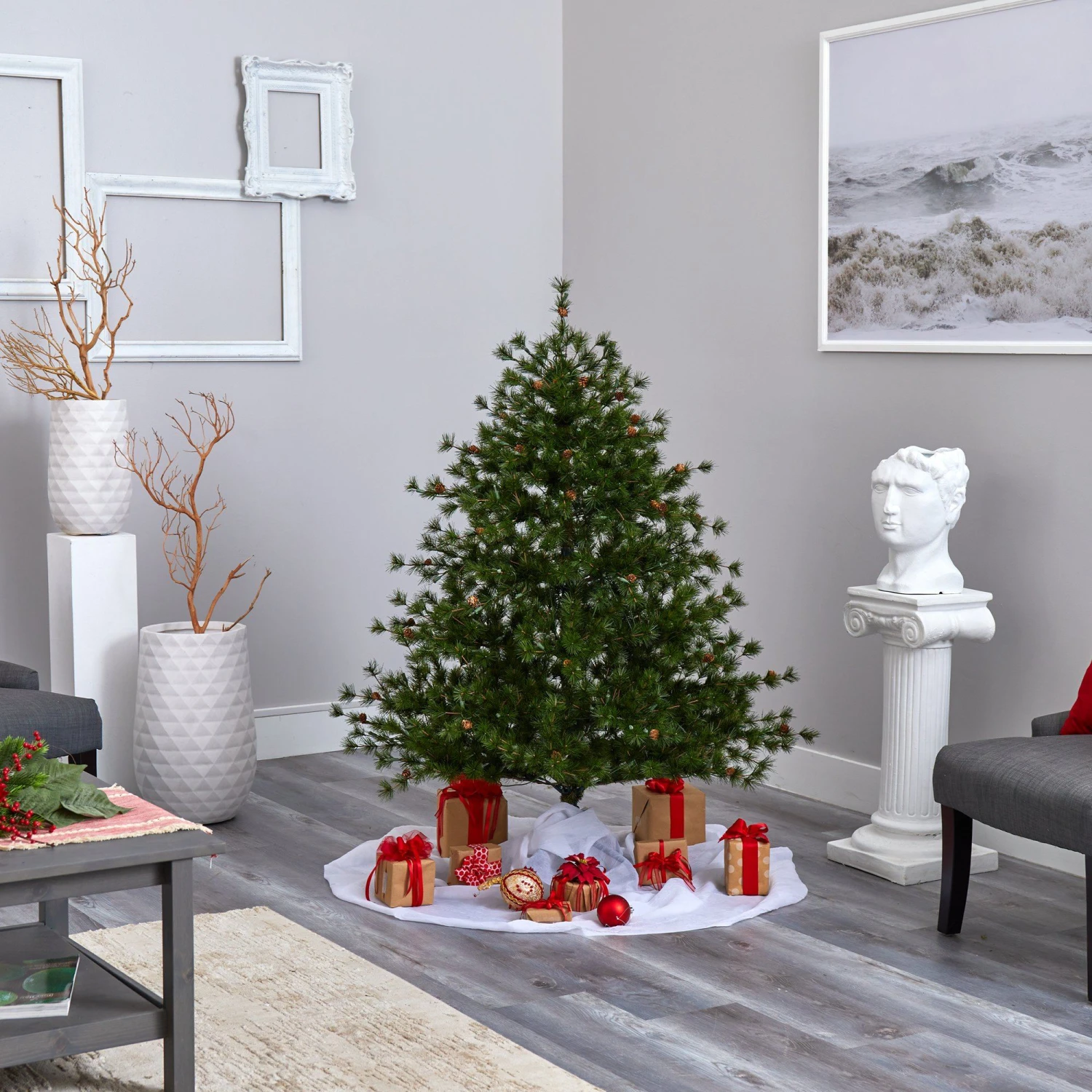 5’ Colorado Mountain Pine Artificial Christmas Tree With 250 Lights, 669 Branches And Pine Cones 4 5’ Colorado Mountain Pine Artificial Christmas Tree With 250 Lights, 669 Branches And Pine Cones - Image 4