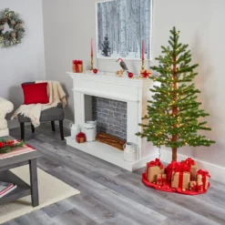 5' Fairbanks Fir Artificial Christmas Tree With 150 Clear Warm (Multifunction) LED Lights And 118 Bendable Branches -Cheap Artificial Trees Store artificial 5 fairbanks fir artificial christmas tree with 150 clear warm multifunction led lights and 118 bendable branches nearly natural 180426