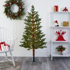 5' Fairbanks Fir Artificial Christmas Tree With 150 Clear Warm (Multifunction) LED Lights And 118 Bendable Branches -Cheap Artificial Trees Store artificial 5 fairbanks fir artificial christmas tree with 150 clear warm multifunction led lights and 118 bendable branches nearly natural 527136