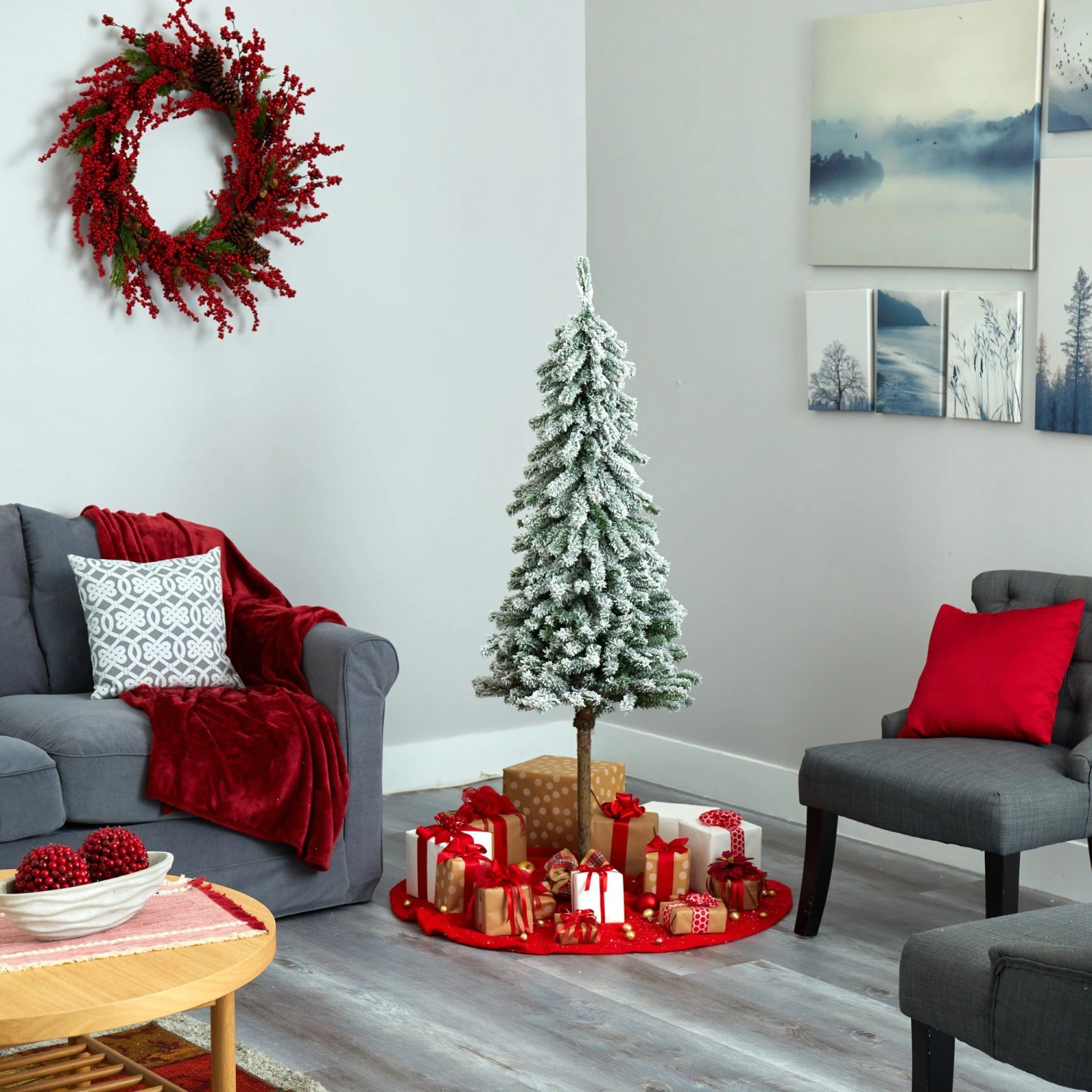 5’ Flocked Alpine Artificial Christmas Tree 5 5’ Flocked Alpine Artificial Christmas Tree - Image 5