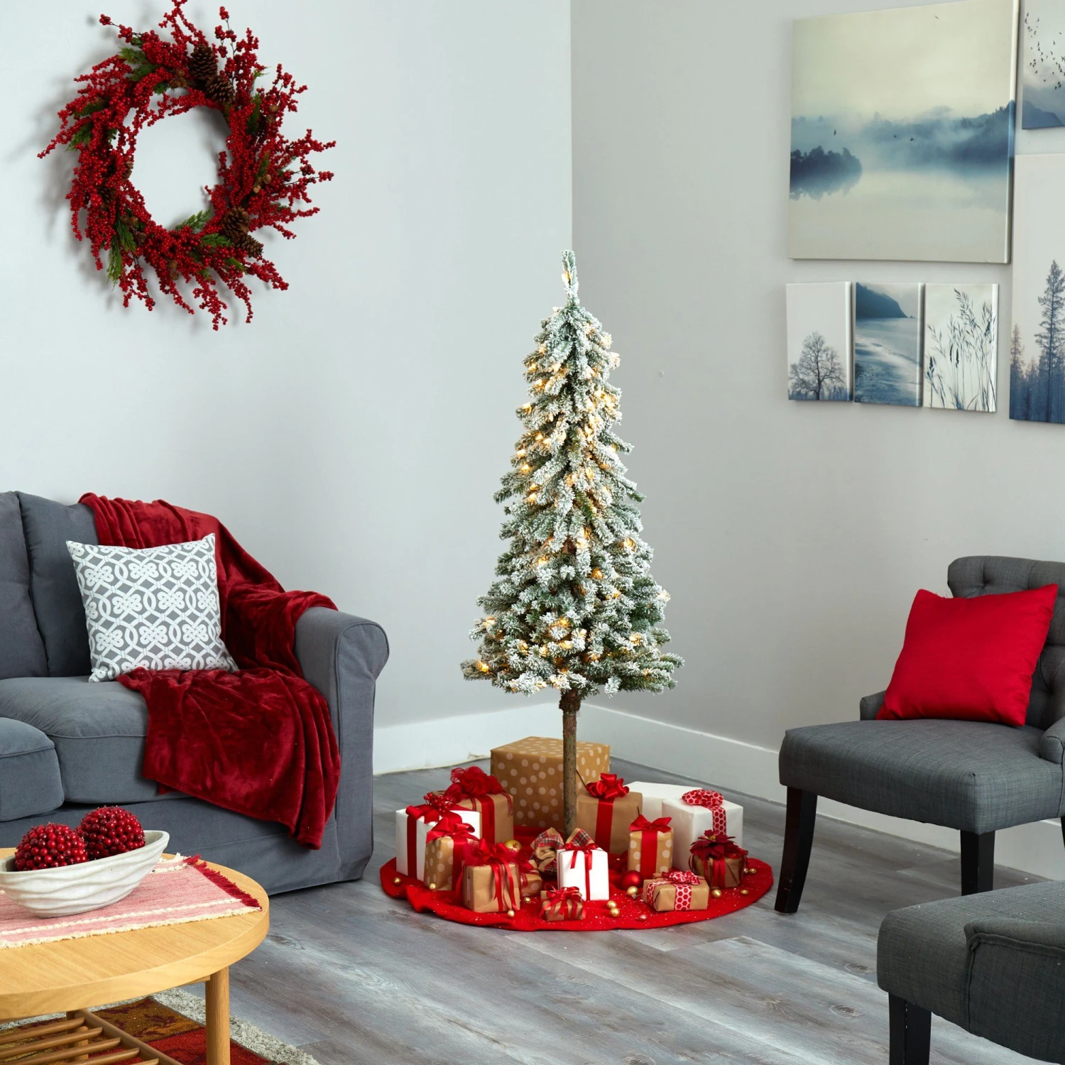 5’ Flocked Alpine Artificial Christmas Tree 7 5’ Flocked Alpine Artificial Christmas Tree - Image 7