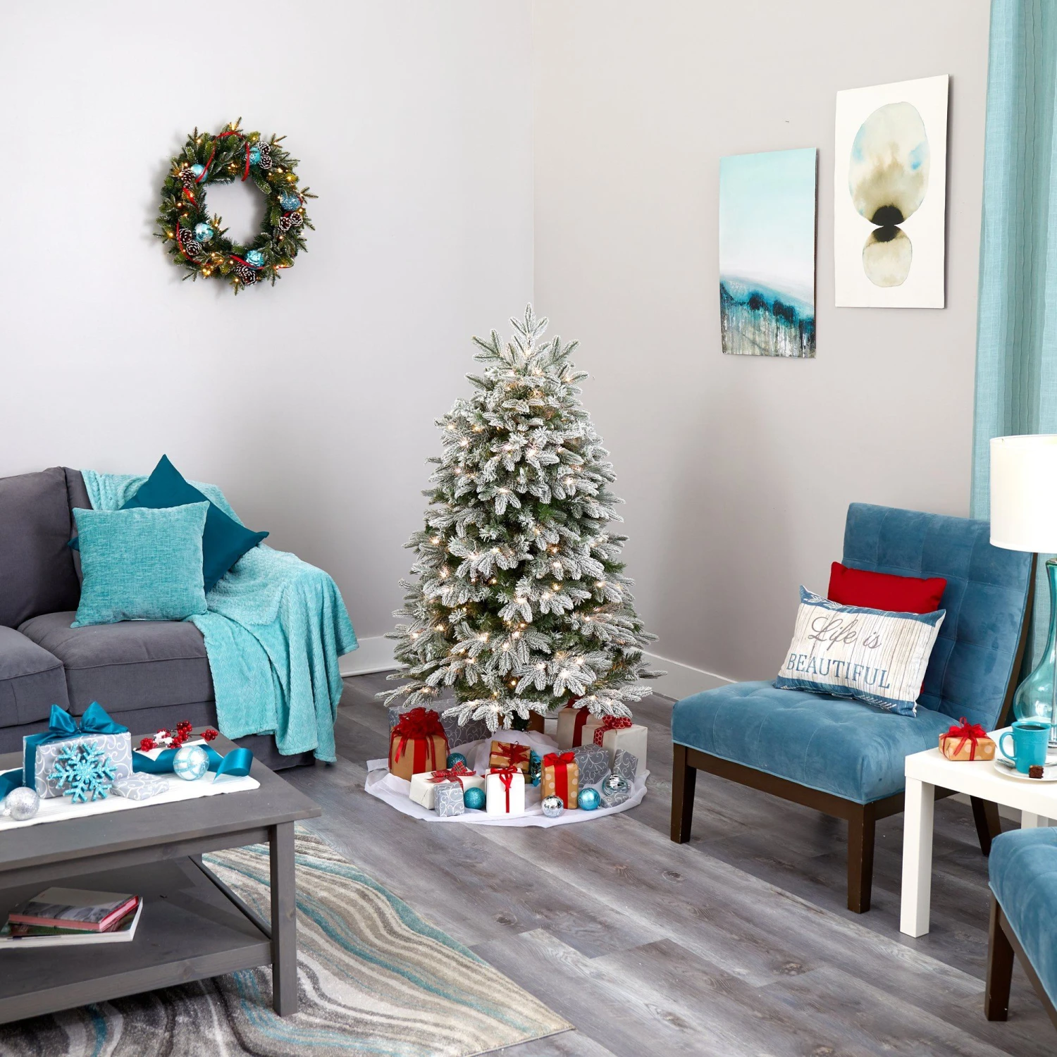 5' Flocked Colorado Mountain Fir Artificial Christmas Tree 8 5' Flocked Colorado Mountain Fir Artificial Christmas Tree - Image 8