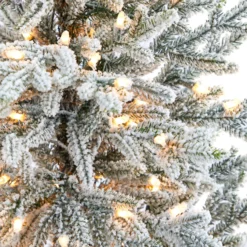 5’ Flocked Fraser Fir Artificial Christmas Tree With 300 Warm White Lights And 967 Bendable Branches In Gray Planter -Cheap Artificial Trees Store artificial 5 flocked fraser fir artificial christmas tree with 300 warm white lights and 967 bendable branches in gray planter nearly natural 369206