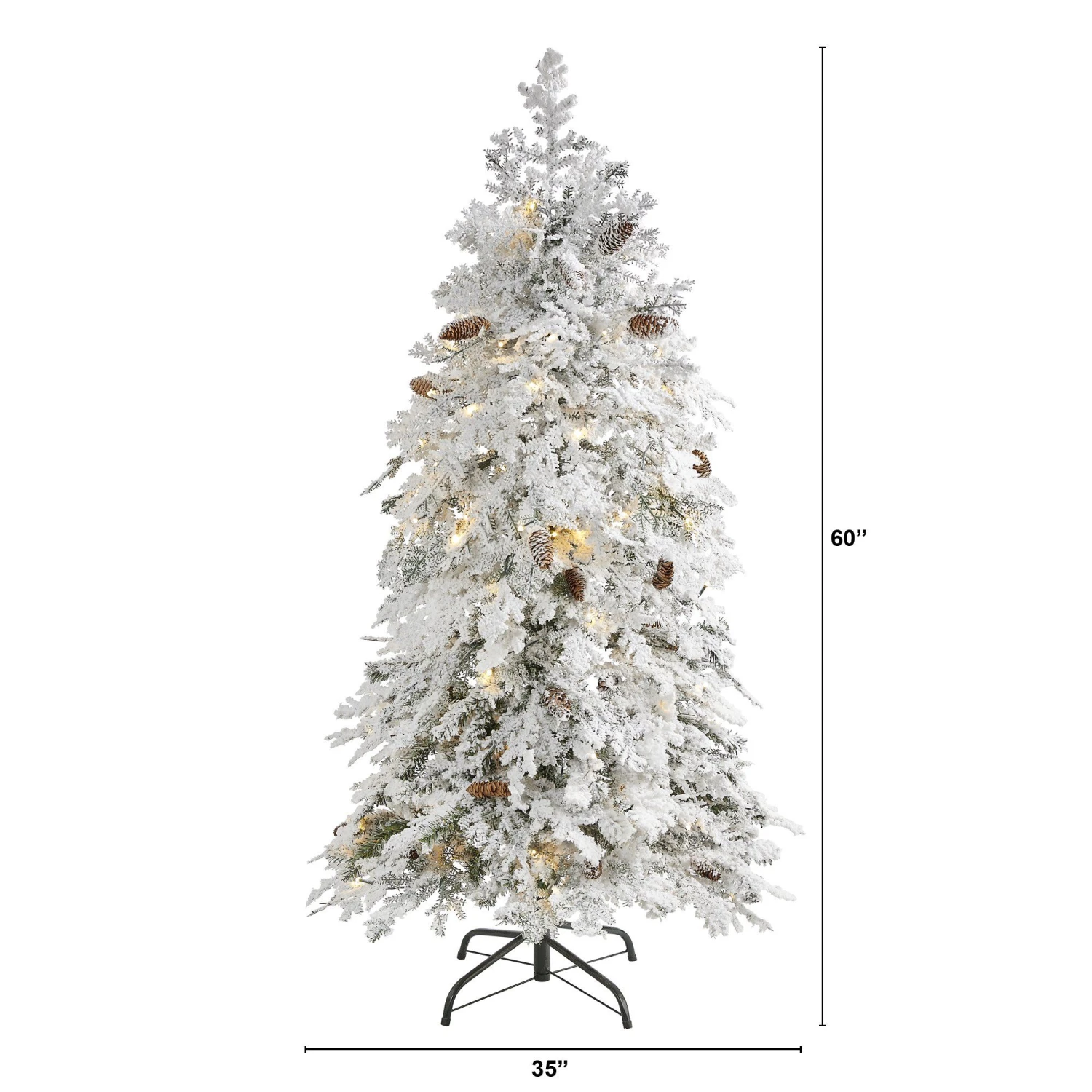 5' Flocked Montana Down Swept Spruce Artificial Christmas Tree With 100 Clear LED Lights 2 5' Flocked Montana Down Swept Spruce Artificial Christmas Tree With 100 Clear LED Lights - Image 2