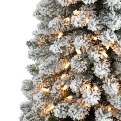 5’ Flocked Pencil Artificial Christmas Tree With 200 Clear Lights And 318 Bendable Branches -Cheap Artificial Trees Store artificial 5 flocked pencil artificial christmas tree with 200 clear lights and 318 bendable branches nearly natural 283638