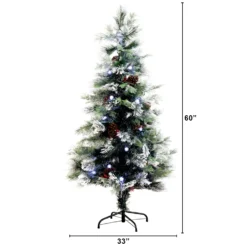 5' Flocked Pre-Lit Fiber Optic Artificial Pinecone & Berries Christmas Tree With 48 White LED Lights 11 5' Flocked Pre-Lit Fiber Optic Artificial Pinecone & Berries Christmas Tree With 48 White LED Lights -Cheap Artificial Trees Store artificial 5 flocked pre lit fiber optic artificial pinecone berries christmas tree with 48 white led lights nearly natural 607822