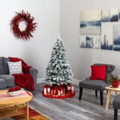 5' Flocked Rock Springs Spruce Artificial Christmas Tree -Cheap Artificial Trees Store artificial 5 flocked rock springs spruce artificial christmas tree nearly natural 473854