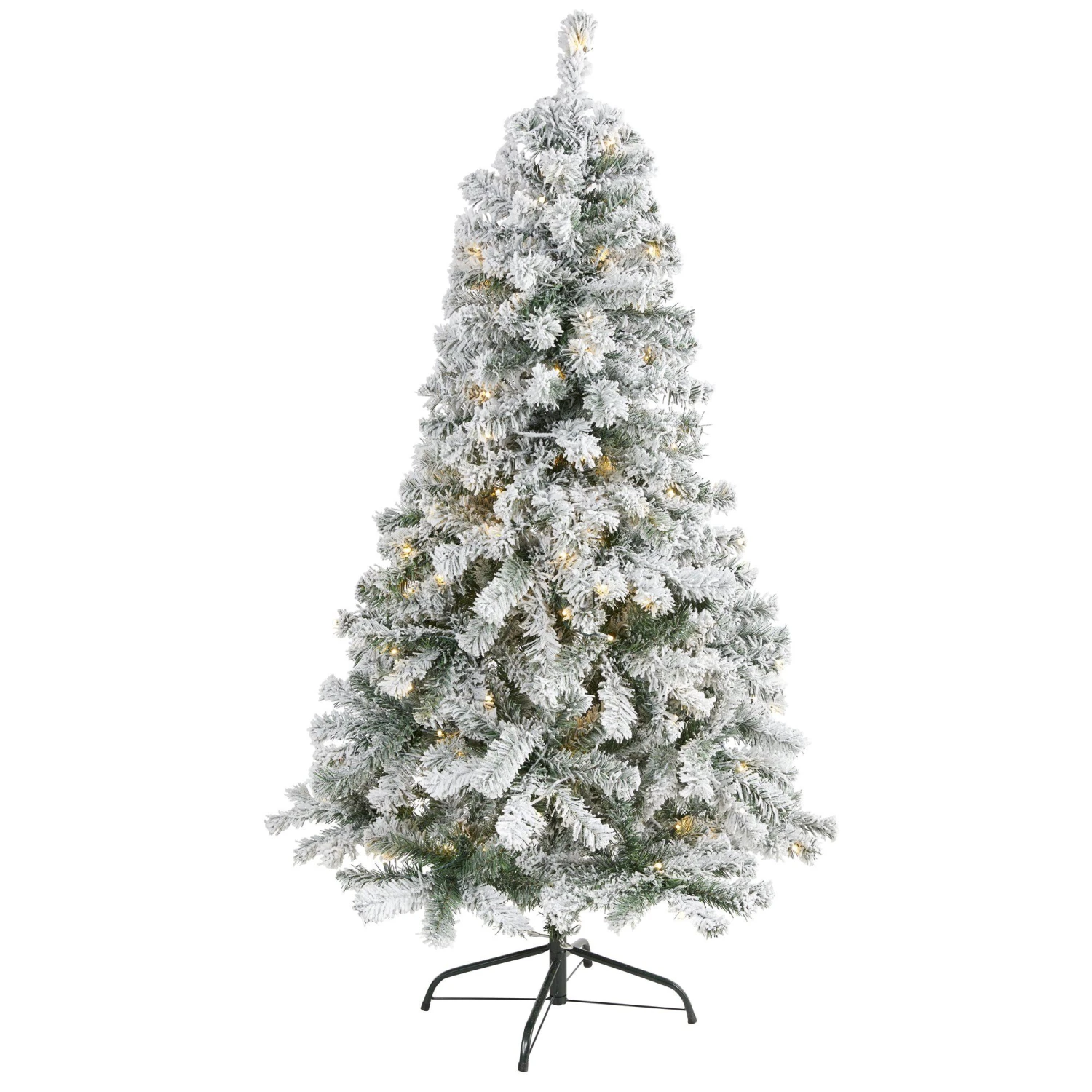 5' Flocked Rock Springs Spruce Artificial Christmas Tree With 150 Clear LED Lights 1 5' Flocked Rock Springs Spruce Artificial Christmas Tree With 150 Clear LED Lights