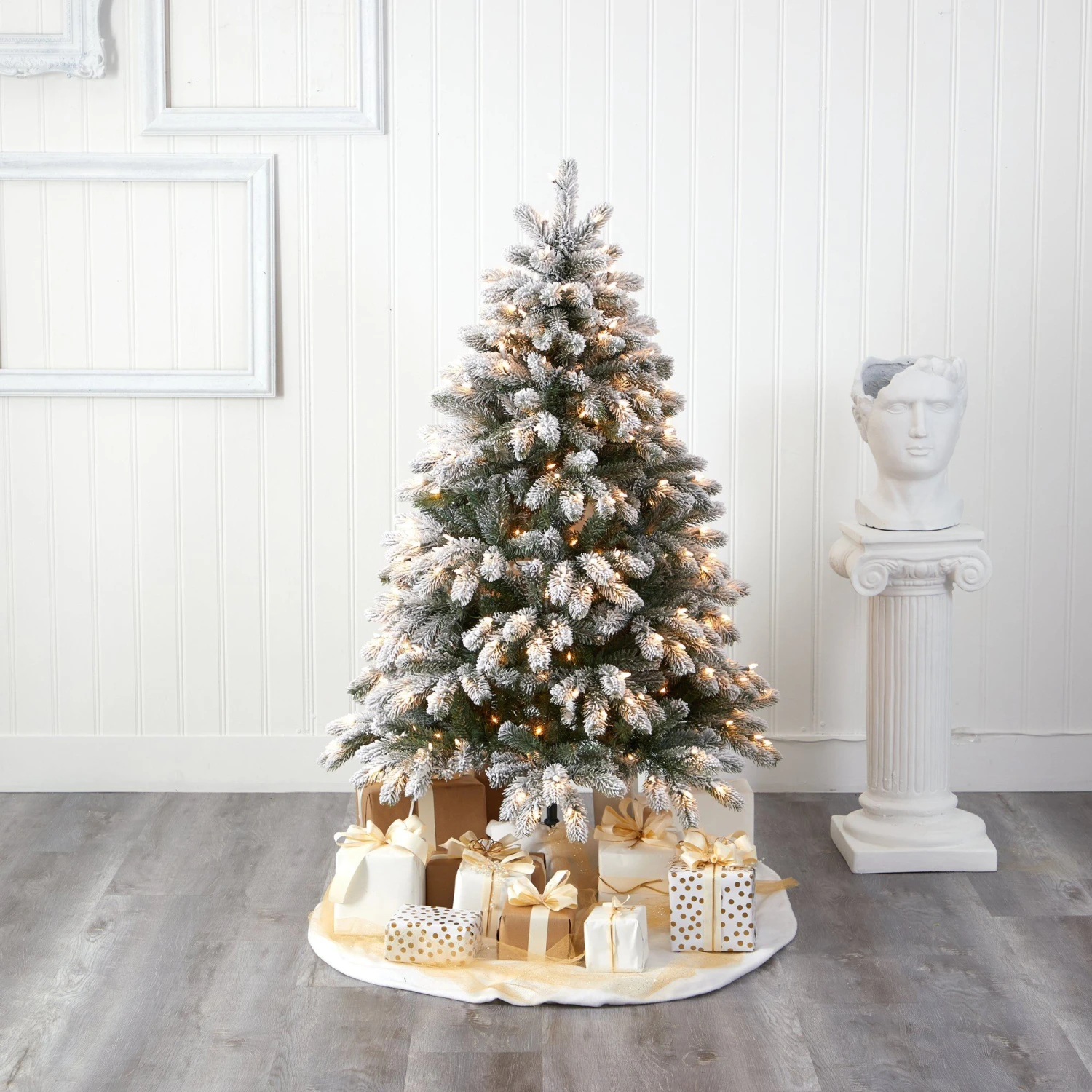 5’ Flocked South Carolina Spruce Artificial Christmas Tree With 300 Clear Lights And 621 Bendable Branches 5 5’ Flocked South Carolina Spruce Artificial Christmas Tree With 300 Clear Lights And 621 Bendable Branches - Image 5