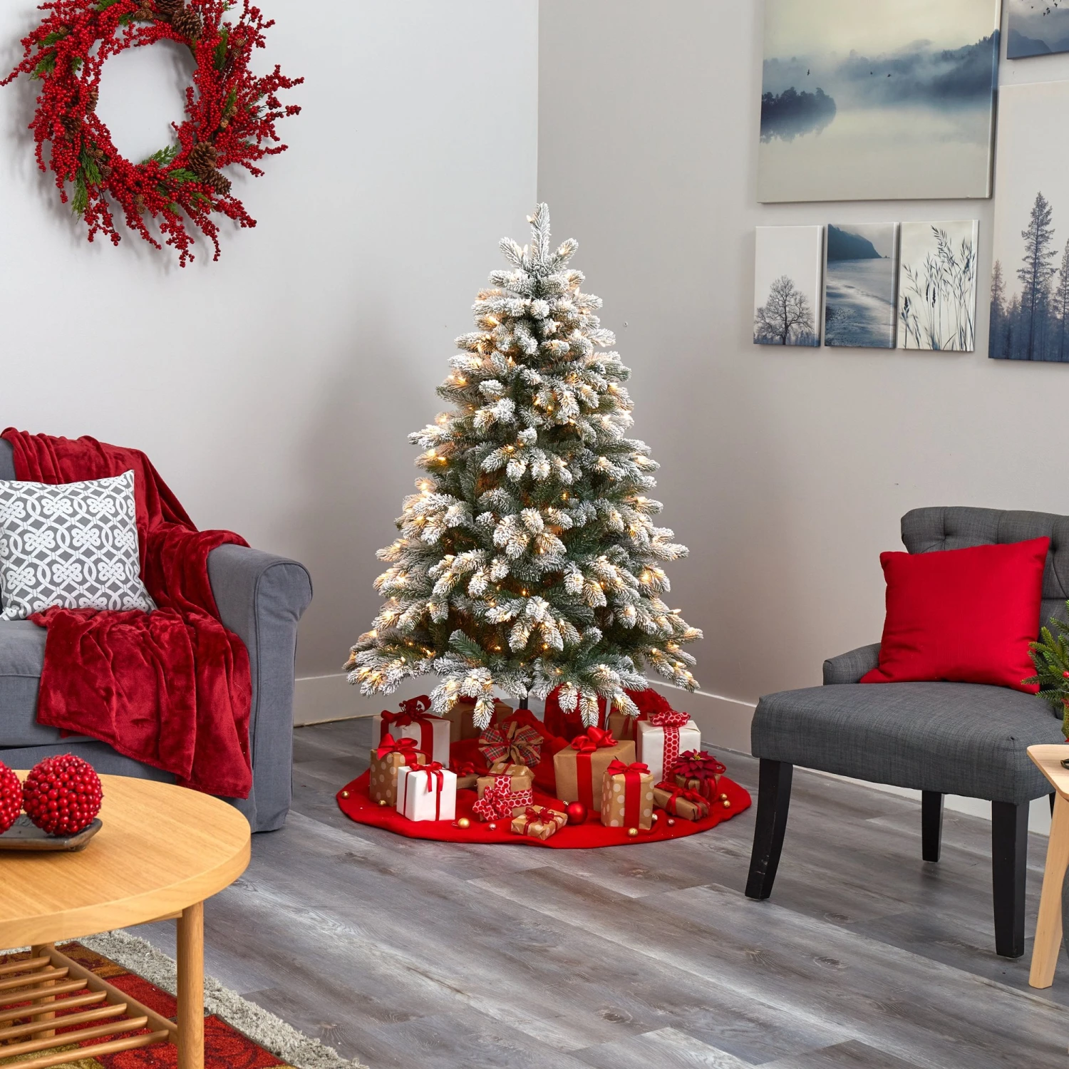 5’ Flocked South Carolina Spruce Artificial Christmas Tree With 300 Clear Lights And 621 Bendable Branches 6 5’ Flocked South Carolina Spruce Artificial Christmas Tree With 300 Clear Lights And 621 Bendable Branches - Image 6