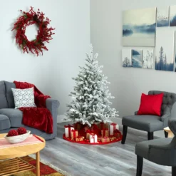 5’ Flocked West Virginia Spruce Artificial Christmas Tree With 200 Clear Lights And 604 Bendable Branches -Cheap Artificial Trees Store artificial 5 flocked west virginia spruce artificial christmas tree with 200 clear lights and 604 bendable branches nearly natural 173780