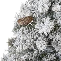 5' Flocked White River Mountain Pine Artificial Christmas Tree With Pinecones -Cheap Artificial Trees Store artificial 5 flocked white river mountain pine artificial christmas tree with pinecones nearly natural 560594