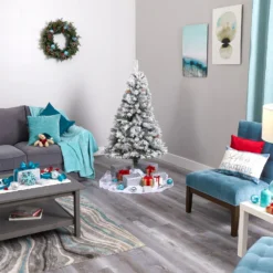 5' Flocked White River Mountain Pine Artificial Christmas Tree With Pinecones -Cheap Artificial Trees Store artificial 5 flocked white river mountain pine artificial christmas tree with pinecones nearly natural 719561