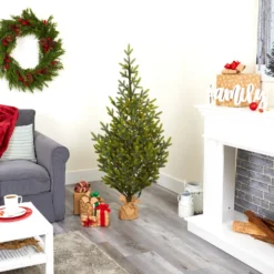 5’ Fraser Fir “Natural Look” Artificial Christmas Tree With 200 Clear LED Lights, A Burlap Base And 853 Bendable Branches 18 5’ Fraser Fir “Natural Look” Artificial Christmas Tree With 200 Clear LED Lights, A Burlap Base And 853 Bendable Branches -Cheap Artificial Trees Store artificial 5 fraser fir natural look artificial christmas tree with 200 clear led lights a burlap base and 853 bendable branches nearly natural 488716