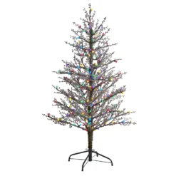 Cheap Artificial Trees Store 42 5' Frosted Berry Twig Artificial Christmas Tree With 200 Multicolored Gum Ball LED Lights And 386 Bendable Branches