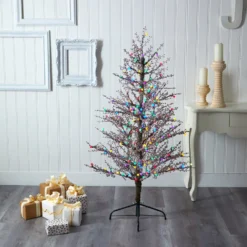 5' Frosted Berry Twig Artificial Christmas Tree With 200 Multicolored Gum Ball LED Lights And 386 Bendable Branches -Cheap Artificial Trees Store artificial 5 frosted berry twig artificial christmas tree with 200 multicolored gum ball led lights and 386 bendable branches nearly natural 588037
