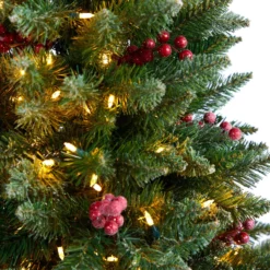 5' Frosted Colorado Aspen Pre-Lit Porch Artificial Christmas Tree -Cheap Artificial Trees Store artificial 5 frosted colorado aspen pre lit porch tree with 200 led lights 426 branches and berries nearly natural 344156