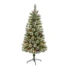 5’ Frosted Swiss Pine Artificial Christmas Tree With 200 Clear LED Lights And Berries