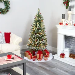 5’ Frosted Swiss Pine Artificial Christmas Tree With 200 Clear LED Lights And Berries 12 5’ Frosted Swiss Pine Artificial Christmas Tree With 200 Clear LED Lights And Berries -Cheap Artificial Trees Store artificial 5 frosted swiss pine artificial christmas tree with 200 clear led lights and berries nearly natural 697090