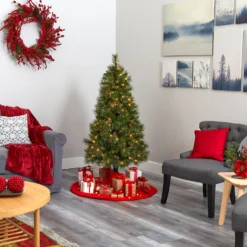 5’ Golden Tip Washington Pine Artificial Christmas Tree With 150 Clear Lights, Pine Cones And 432 Bendable Branches -Cheap Artificial Trees Store artificial 5 golden tip washington pine artificial christmas tree with 150 clear lights pine cones and 432 bendable branches nearly natural 624303