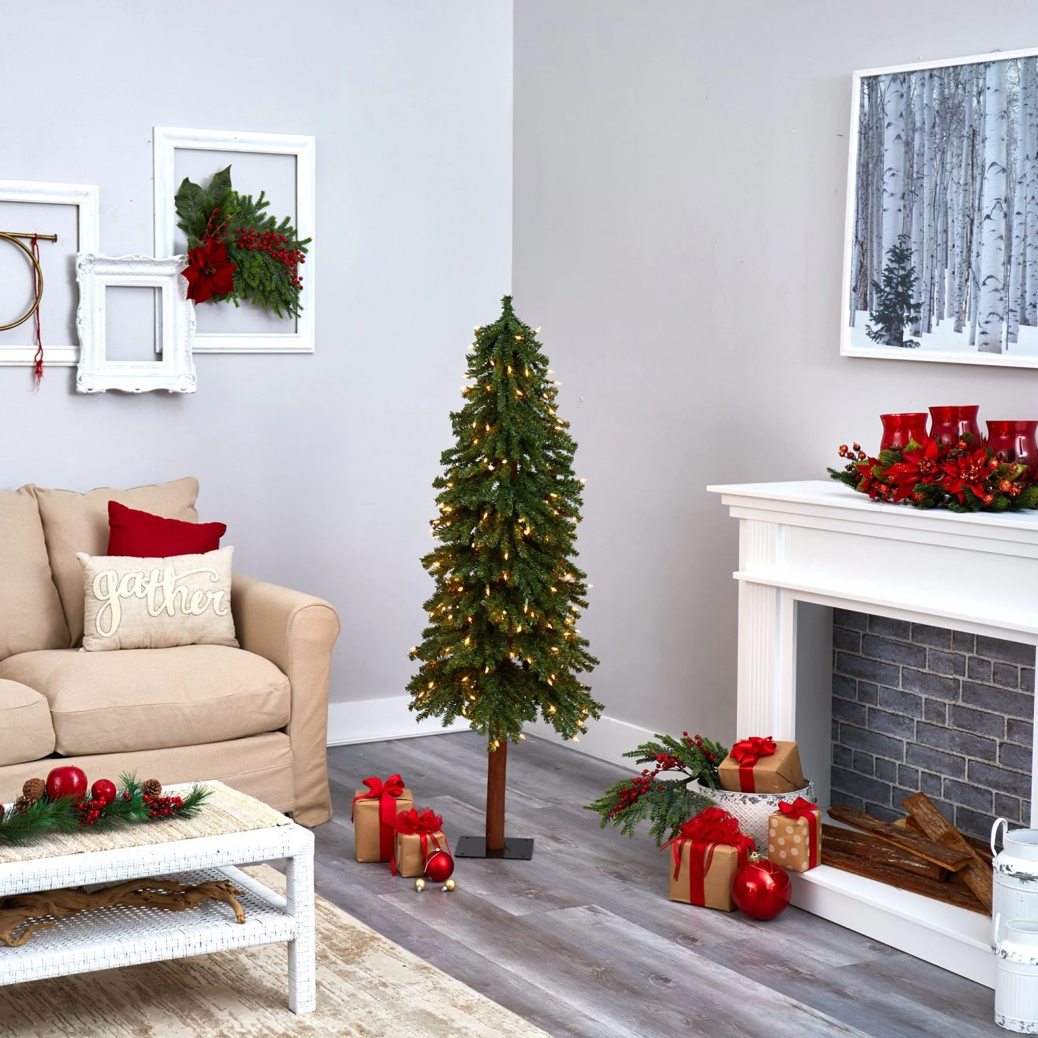 5’ Grand Alpine Artificial Christmas Tree With 200 Clear Lights And 469 Branches On Natural Trunk 2 5’ Grand Alpine Artificial Christmas Tree With 200 Clear Lights And 469 Branches On Natural Trunk - Image 2