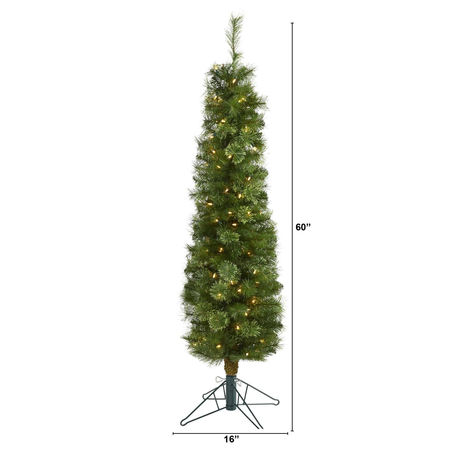 5' Green Pencil Artificial Christmas Tree With 100 Clear (Multifunction) LED Lights And 198 Bendable Branches 2 5' Green Pencil Artificial Christmas Tree With 100 Clear (Multifunction) LED Lights And 198 Bendable Branches - Image 2