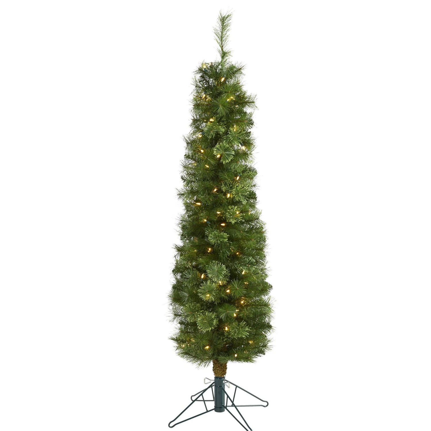 5' Green Pencil Artificial Christmas Tree With 100 Clear (Multifunction) LED Lights And 198 Bendable Branches 1 5' Green Pencil Artificial Christmas Tree With 100 Clear (Multifunction) LED Lights And 198 Bendable Branches