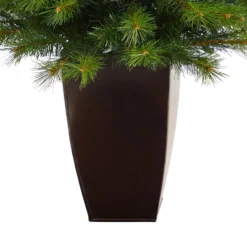 5’ Green Valley Pine Artificial Christmas Tree With 100 Warm White LED Lights And 201 Bendable Branches In Bronze Metal Planter -Cheap Artificial Trees Store artificial 5 green valley pine artificial christmas tree with 100 warm white led lights and 201 bendable branches in bronze metal planter nearly natural 733543