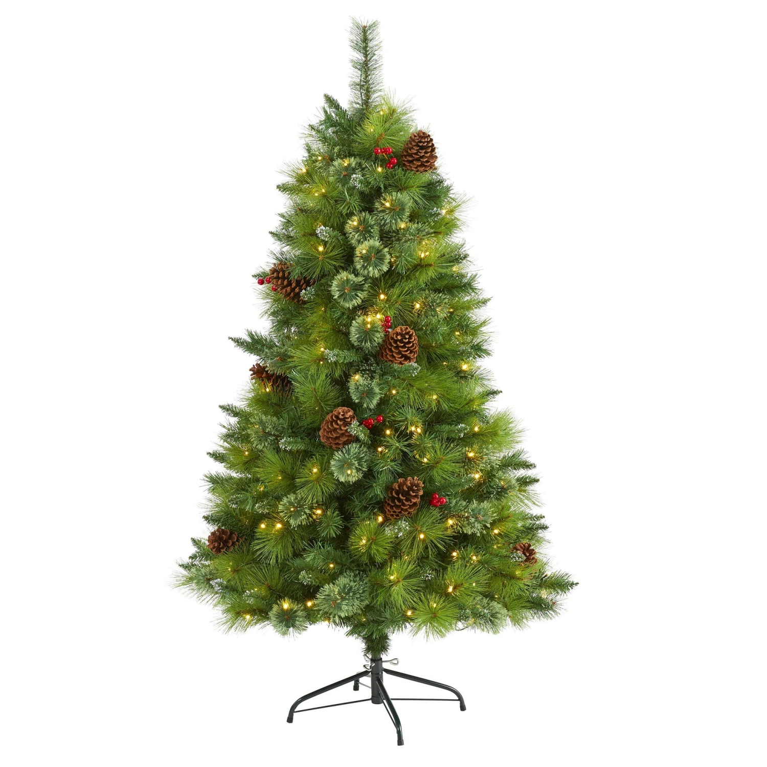 5’ Montana Mixed Pine Artificial Christmas Tree With Pine Cones, Berries And 250 Clear LED Lights 1 5’ Montana Mixed Pine Artificial Christmas Tree With Pine Cones, Berries And 250 Clear LED Lights