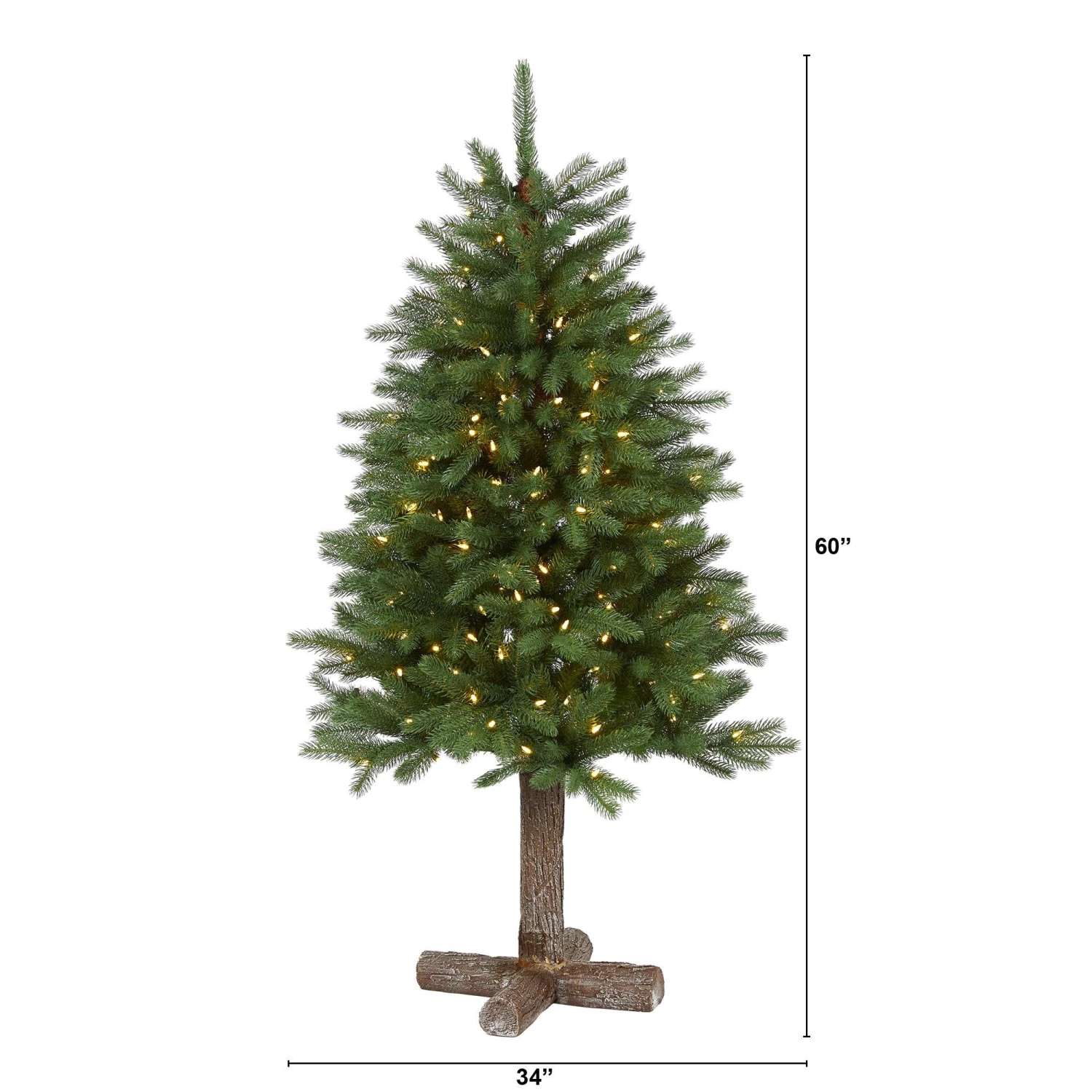 5' Napa Valley Pine Artificial Christmas Tree With 200 Warm White LED Lights, 335 Bendable Branches On A Faux Wood Stand 2 5' Napa Valley Pine Artificial Christmas Tree With 200 Warm White LED Lights, 335 Bendable Branches On A Faux Wood Stand - Image 2