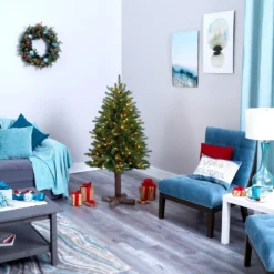 5' Napa Valley Pine Artificial Christmas Tree With 200 Warm White LED Lights, 335 Bendable Branches On A Faux Wood Stand 11 5' Napa Valley Pine Artificial Christmas Tree With 200 Warm White LED Lights, 335 Bendable Branches On A Faux Wood Stand -Cheap Artificial Trees Store artificial 5 napa valley pine artificial christmas tree with 200 warm white led lights 335 bendable branches on a faux wood stand nearly natural 975094