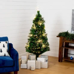 5' Pre-Lit Fiber Optic Artificial Christmas Tree With 146 Warm White LED Lights -Cheap Artificial Trees Store artificial 5 pre lit fiber optic artificial christmas tree with 146 warm white led lights nearly natural 107922