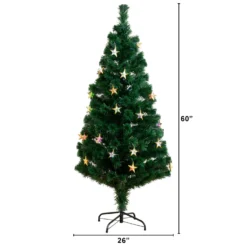 5' Pre-Lit Fiber Optic Artificial Christmas Tree With 60 Colorful Star-Shaped LED Lights -Cheap Artificial Trees Store artificial 5 pre lit fiber optic artificial christmas tree with 60 colorful star shaped led lights nearly natural 926606
