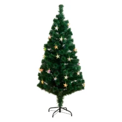 5' Pre-Lit Fiber Optic Artificial Christmas Tree With 60 Colorful Star-Shaped LED Lights