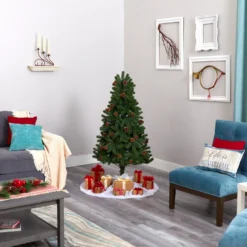 5' Rocky Mountain Spruce Artificial Christmas Tree With Pinecones And 100 Clear LED Lights -Cheap Artificial Trees Store artificial 5 rocky mountain spruce artificial christmas tree with pinecones and 100 clear led lights nearly natural 258542