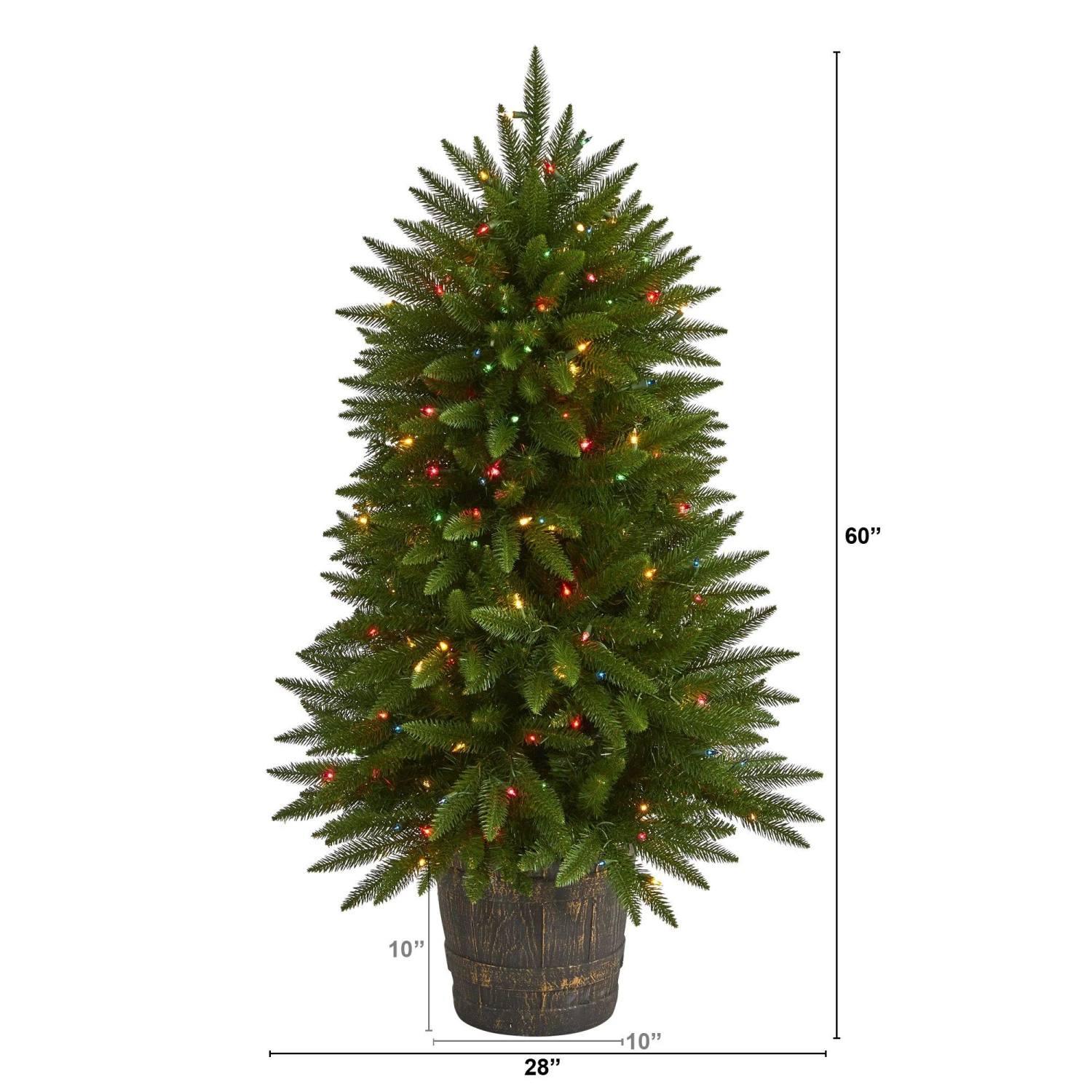 5' Sierra Fir Artificial Christmas Tree With 200 Multicolored Lights And 428 Bendable Branches In Decorative Container 2 5' Sierra Fir Artificial Christmas Tree With 200 Multicolored Lights And 428 Bendable Branches In Decorative Container - Image 2