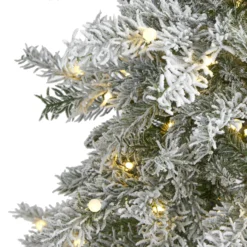 5’ Slim Flocked Nova Scotia Spruce Artificial Christmas Tree With 150 Warm White LED Lights And 433 Bendable Branches -Cheap Artificial Trees Store artificial 5 slim flocked nova scotia spruce artificial christmas tree with 150 warm white led lights and 433 nearly natural 945378